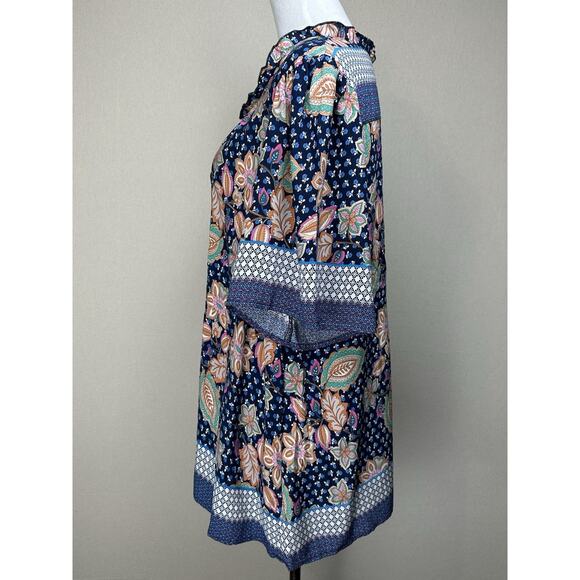 Weekend Suzanne Betro Blue Floral Peasant Boho Top Size 2X Boho Hippie - Picture 8 of 13